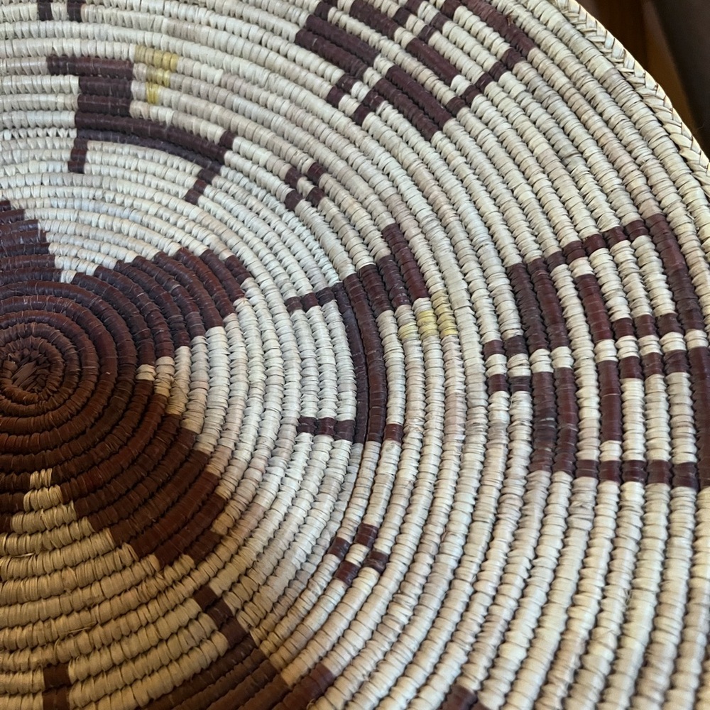 Native American Natural Fiber Handwoven Brown and Cream Mother In Law Basket - Picture 3 of 5